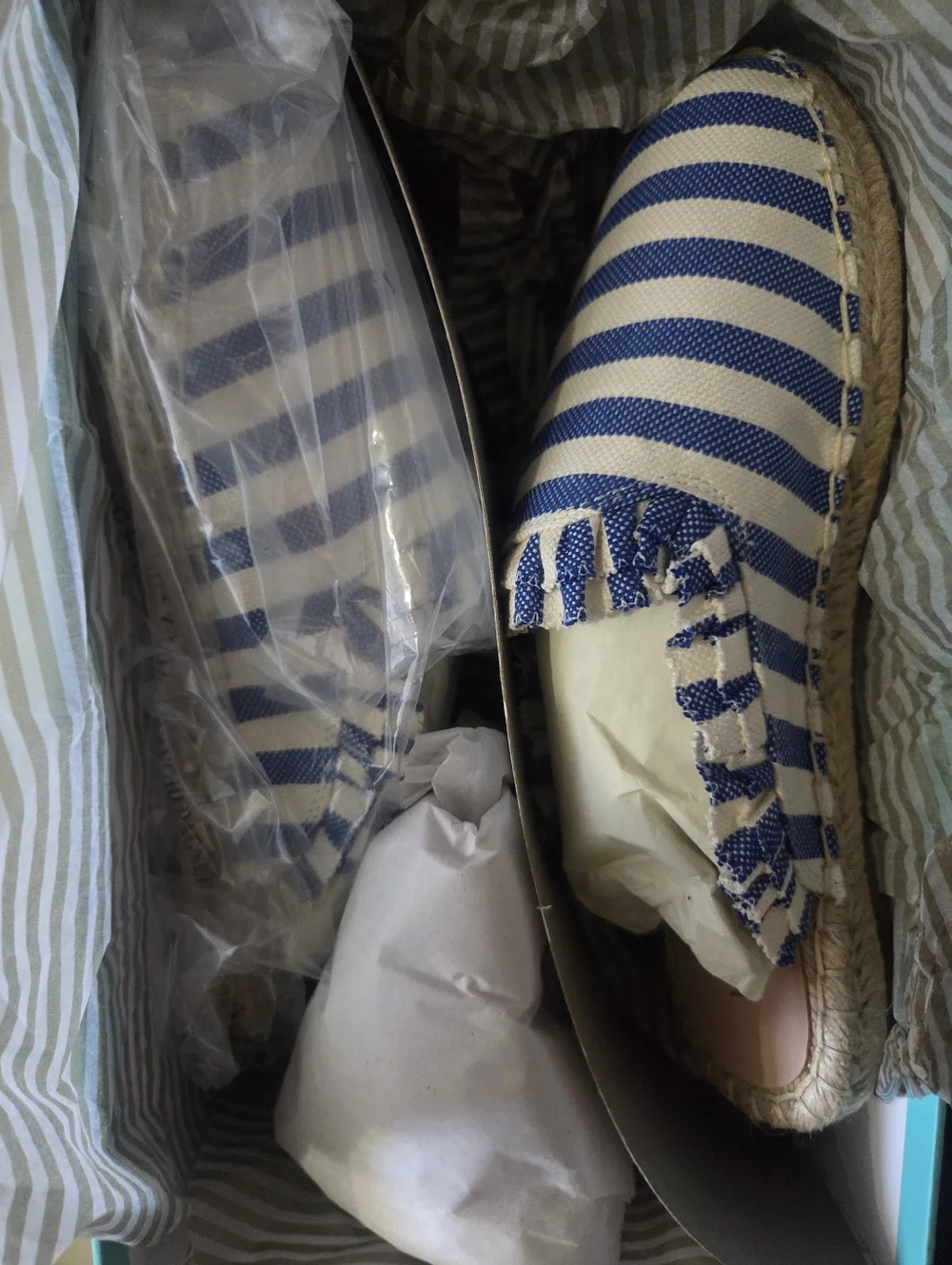 Kate Spade Laila striped canvas espadrille mules, Sz 7.5